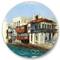 Designart - Old Houses On The Island of Mykonos Greece - Nautical & Coastal Metal Circle Wall Art